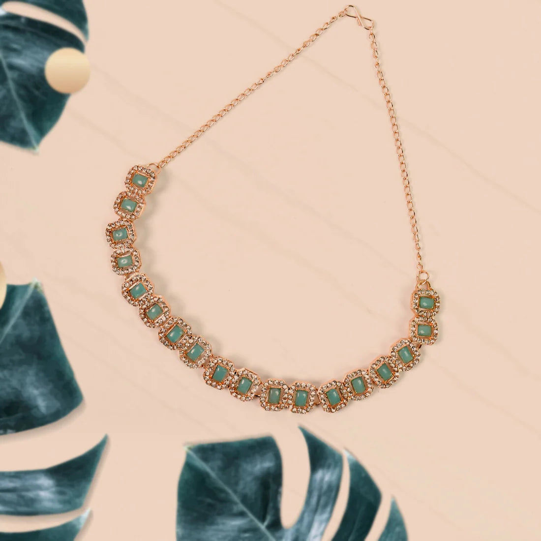 Celestial Elegance: White and Sky Blue Diamond Necklace