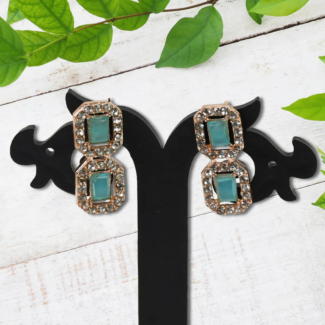 Celestial Elegance: White and Sky Blue Diamond Necklace