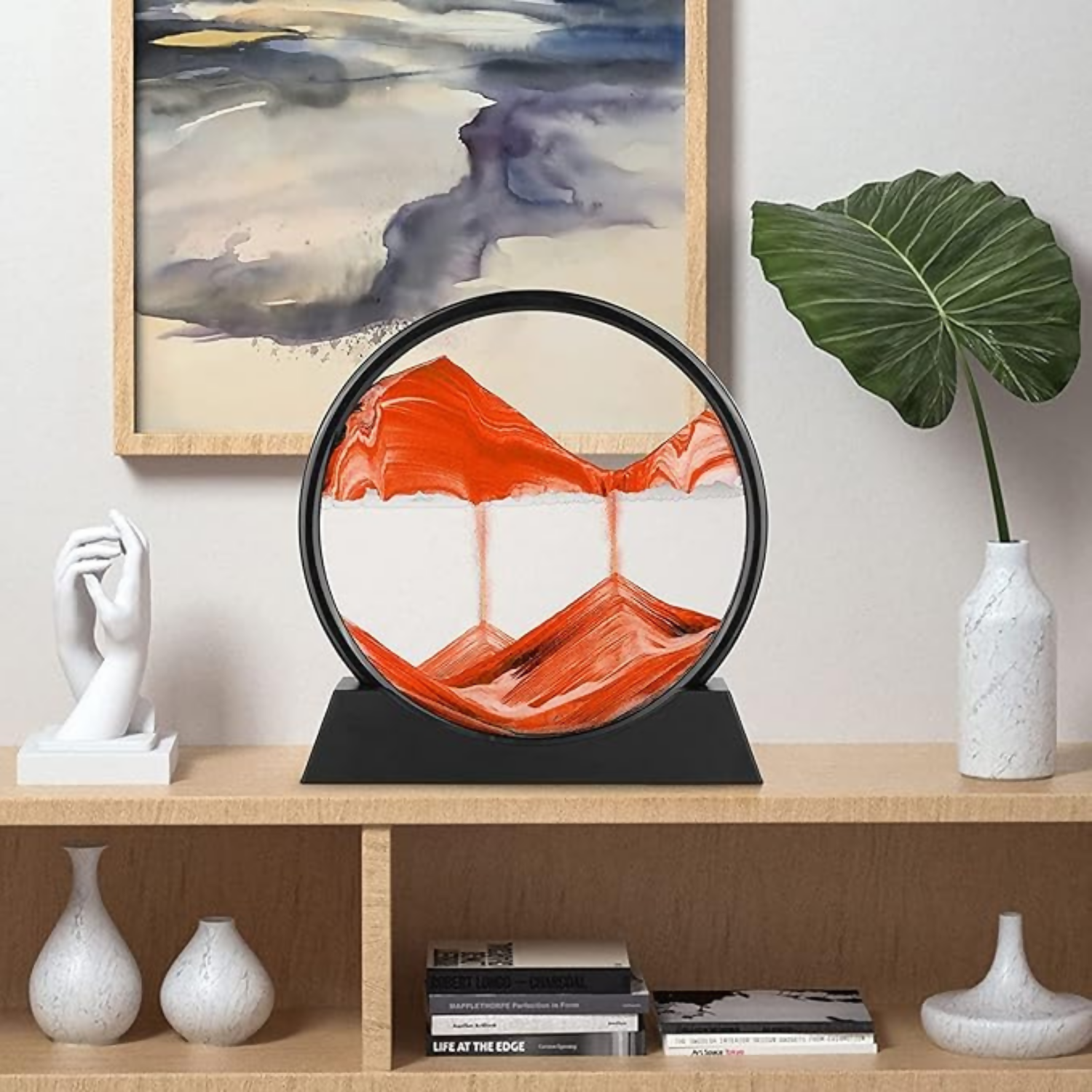 Premium Round Rotating Moving Sand Art
Frame For Home & Office Décor |
Mesmerizing Flowing Sand Picture With Durable Black Stand | Relaxing Desktop Showpiece For Living Room, Bedroom & Work Desk | Luxury Motion Art Gift For All...