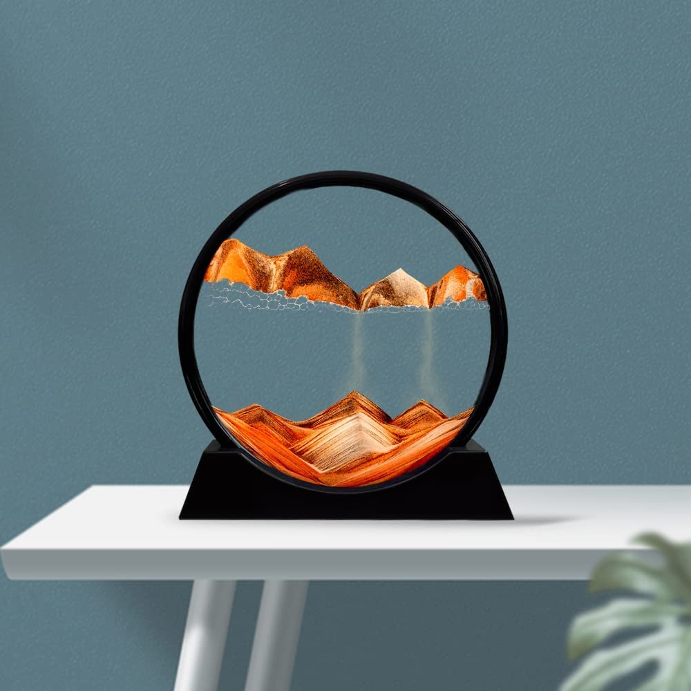 Premium Round Rotating Moving Sand Art
Frame For Home & Office Décor |
Mesmerizing Flowing Sand Picture With Durable Black Stand | Relaxing Desktop Showpiece For Living Room, Bedroom & Work Desk | Luxury Motion Art Gift For All...