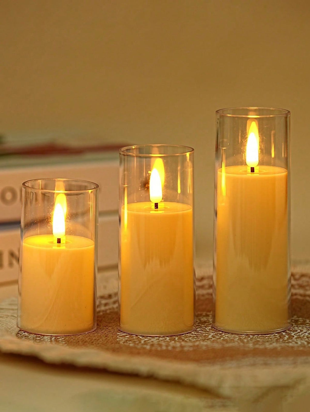 Set of 5 Flameless LED Votive Candles with Glass Holder – Battery Operated Light for Home, Festival &amp; Decoration